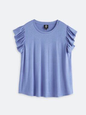Blue flutter sleeve top - 2x
